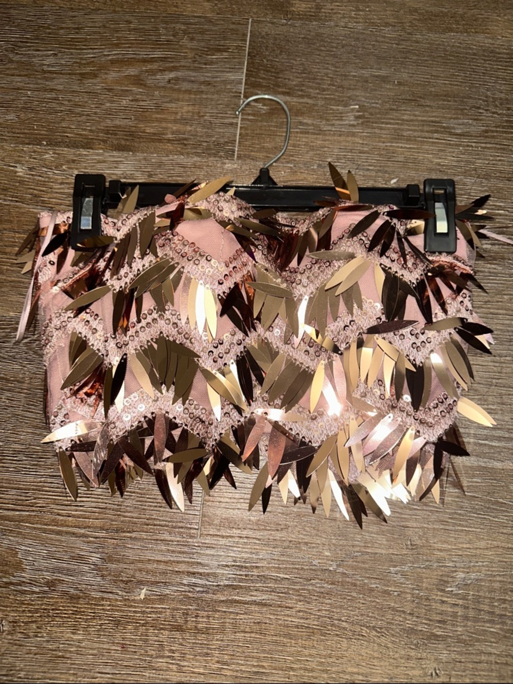 Sequin Leaf Embellished Pink crop top